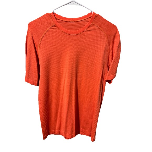 Lululemon Athletic Mens Large Short Sleeve Orange Gym Workout Casual #52 - Picture 1 of 3
